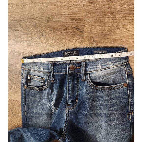 Judy Blue 'Relaxed Fit' 5/27 (27x26.5) womens jeans distressed medium wash - Picture 5 of 10